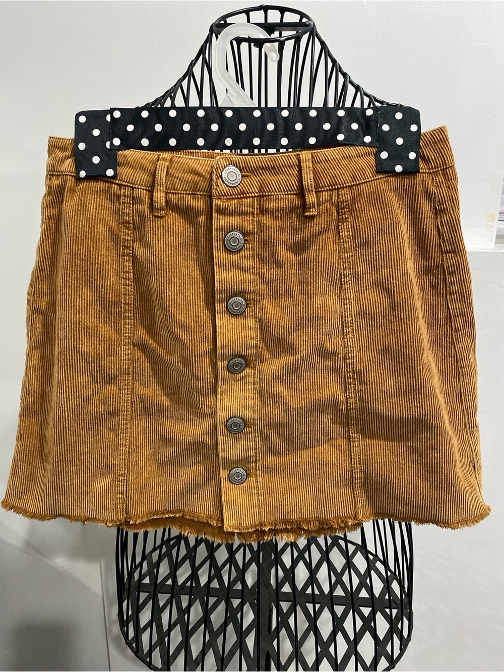 Women's Mustard Corduroy Button-Front Skirt